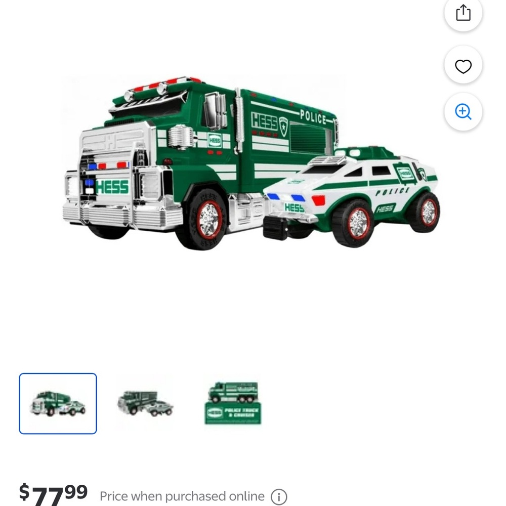 Hess Green and White Police truck and cruiser Set